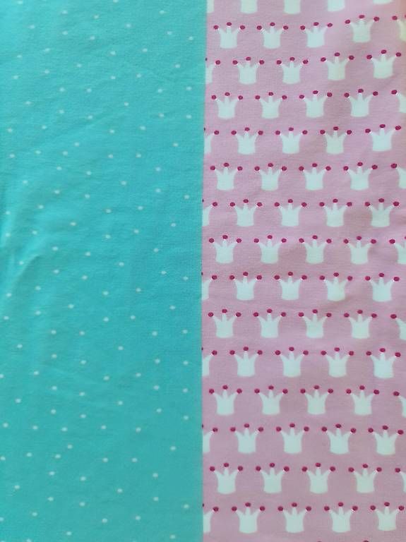 Tessuti: Stoffpanel "Prinzessin", Bio-Baumwolle mint/rosa – Usato da Muri b. Bern venduto da SPF01 1