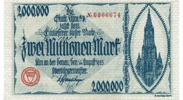Ulm 2 Mil.Mark SN rot 14.08.1923 VZ+-VZ++