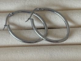 Luxus Elegante Edelsthal Ohrstecker /Creolen   Silberfarben