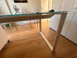 Bürotisch Hochglanz weiss, gebraucht, guter zustand