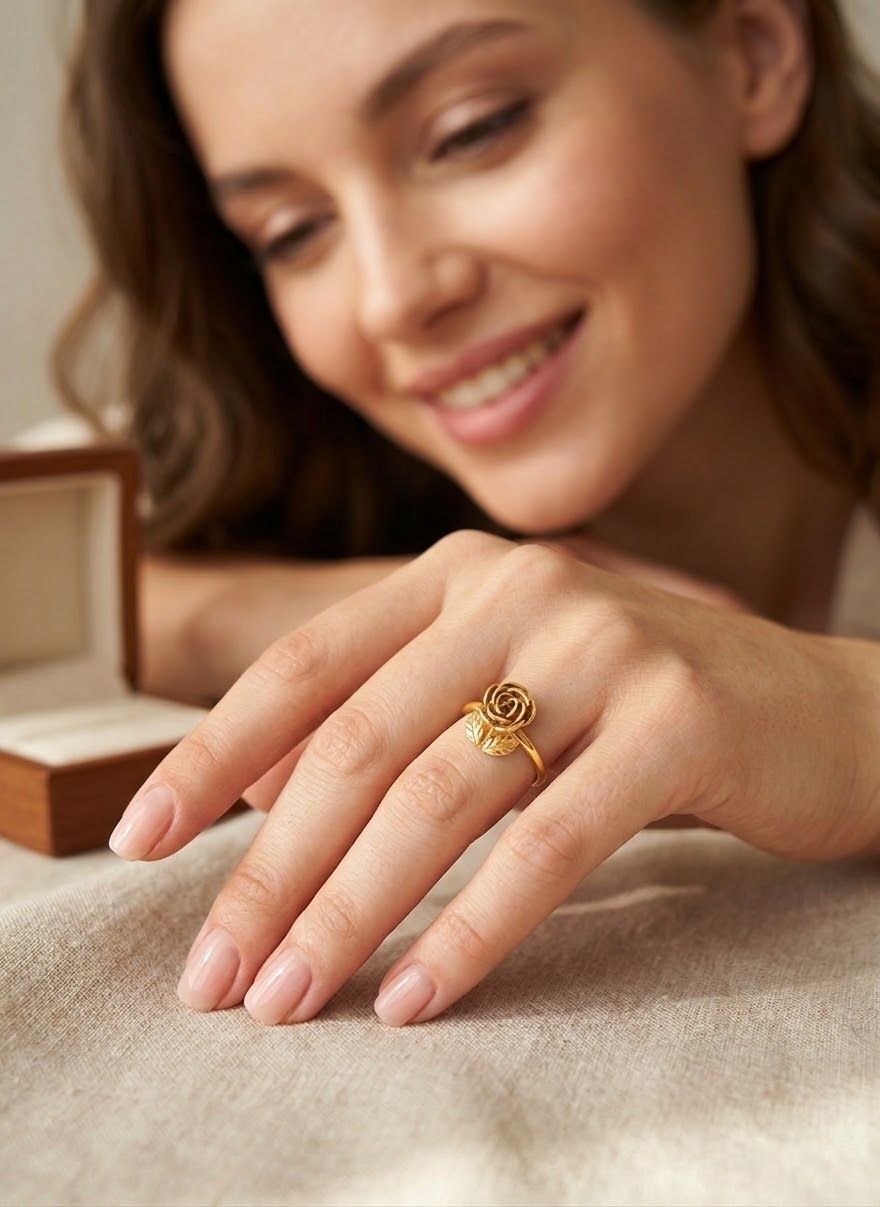 Anelli: Bague fleur rose dorée réglable – Nuovo e nell'imballaggio originale da St-Maurice venduto da Sandrinette123 2