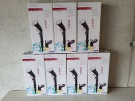 7 Stk. Gartenleuchten, LED-Steckspot, E27, warm white
