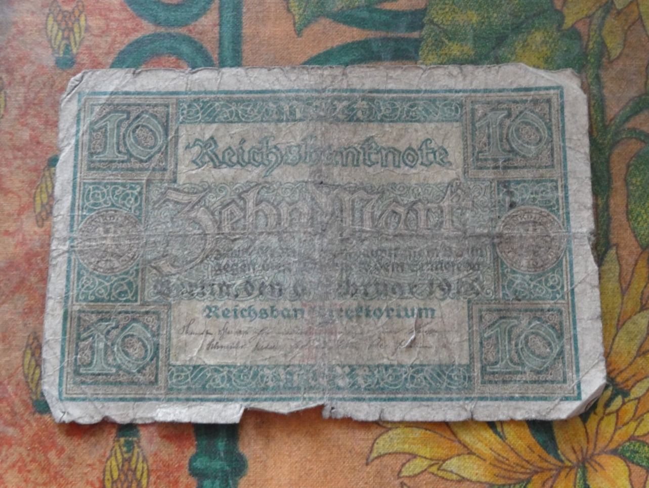Banconote: DEUTSCHLAND  10  Mark  191?  Billet – Usato da Romanel-sur-Lausanne venduto da Swift13