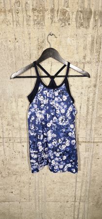 Damen Oberteil mit Blumenmuster Grösse S dunkelblau Yoga