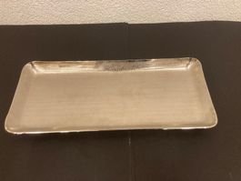 Metall-Platte lang, ca. 40 x 17 cm, silber