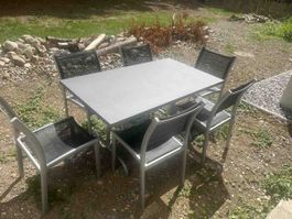 Gartentisch mit 6 Stuehlen gebraucht Metall