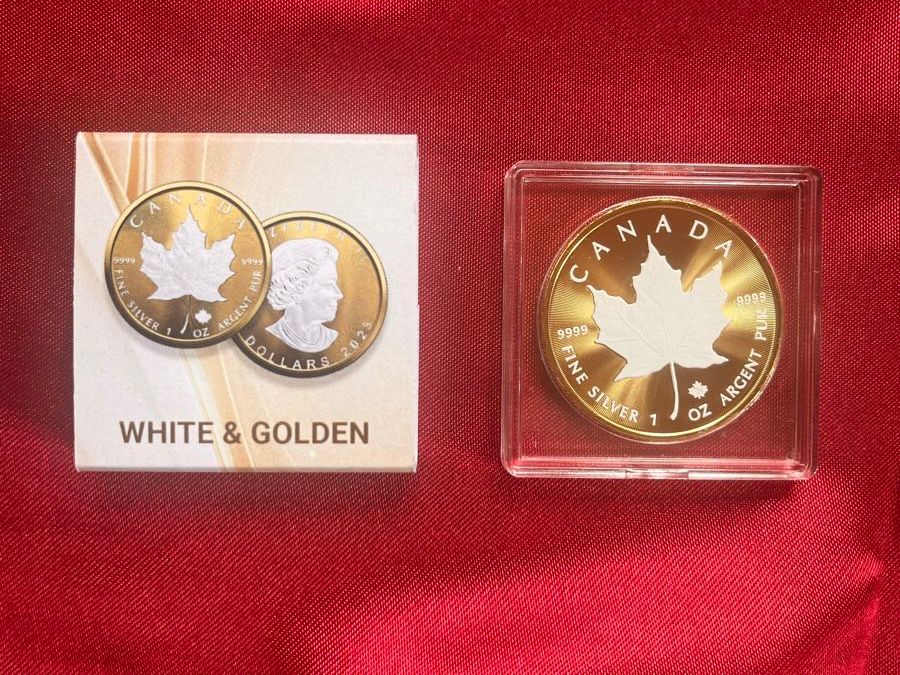 Alle Münzen: RARE Maple Leaf Silver 2023 White & Golden 1oz – Neu und originalverpackt aus Lausanne von mel2dreams 2