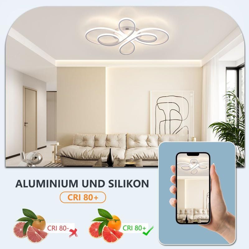 Lampadari & plafoniere: LED Deckenleuchte Deckenlampe Schmetterling 65W dimmbar – Nuovo e nell'imballaggio originale da Basel venduto da EchoPeak 6