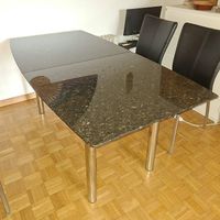 Hochwertiger Natursteintisch Labradorit mit Verlängerung