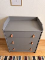 Dresser grey 3 drawers leather handles good c