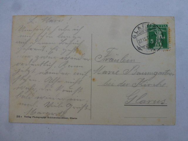 Cartoline postali: Ansichtskarte Kantonsspital Glarus 1911 – Usato da Walkringen venduto da Casablanca777 1
