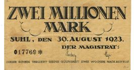 Suhl 2 Mil.Mark 30.08.1923 SS++-VZ