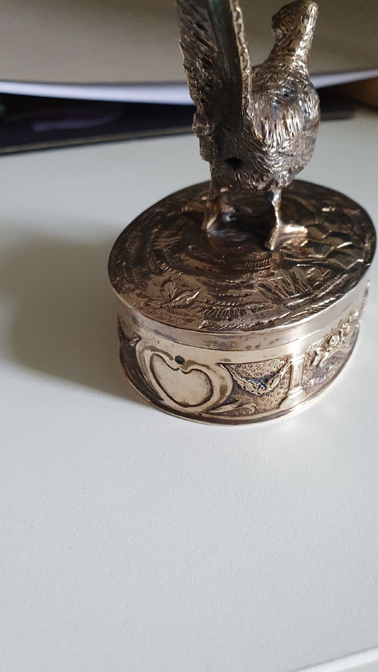 Statuette: Antike Dose mit Fasan Figur Silber  – Usato da Dietikon venduto da Allegra34 1