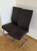 2 Esszimmerstühle Freischwinger grau Stoff Metallgestell