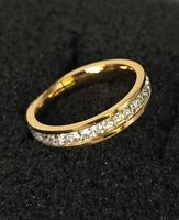 Edelstahlring 18K vergoldet, durchgehendes Zirkoniaband