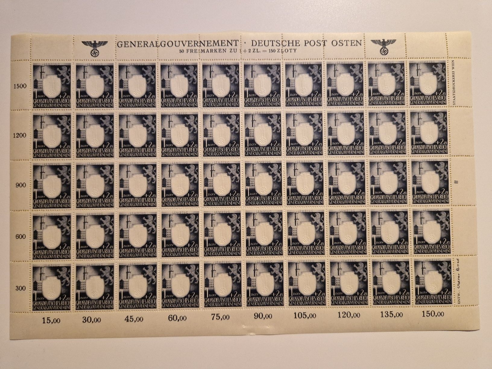 Tutti i francobolli: Deutsches Reich Generalgouvernement Bogen postfrisch – Nuovo (secondo la descrizione) da St. Gallen venduto da Enrico_SG