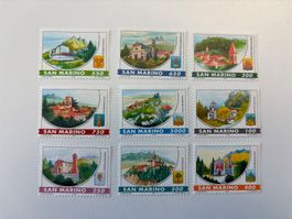 9 San Marino Briefmarken, Postwertzeichen, Ansichtskarten