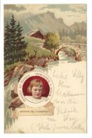 Werbung: Nestlé Kindermehl - Brücke bei Champéry (VS) 1898 !