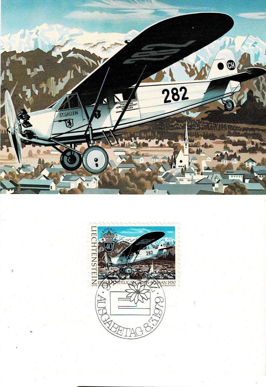 Tutti i francobolli: Erster Postflug St.Gallen-Schaan 1930 – Usato da Wangs venduto da Rumauch