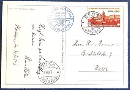 1943 - Flugpost Postkarte /  30 Jahre Alpenflug Oskar Bider