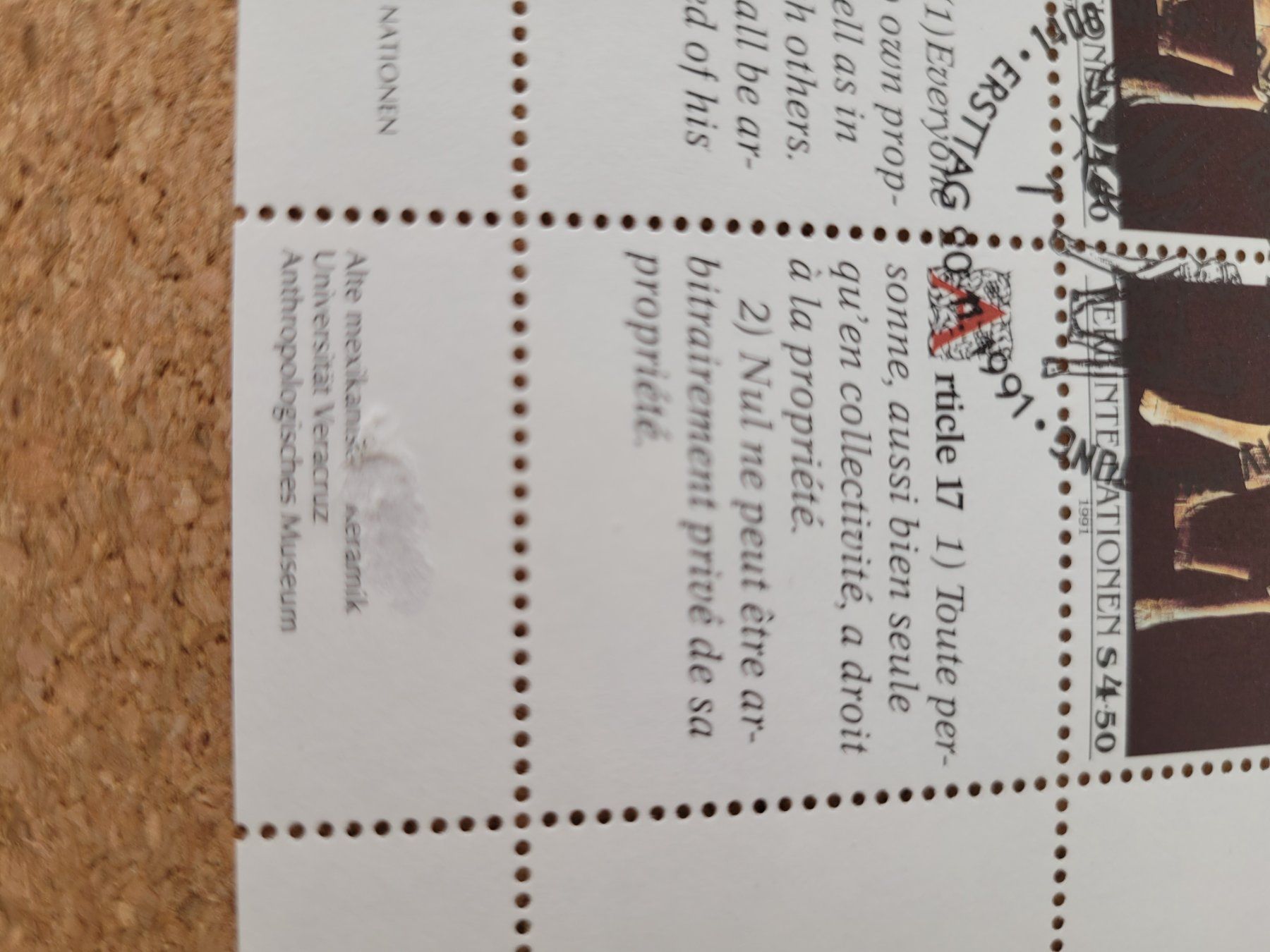 Tous les timbres: Menschenrechte 1991 – D'occasion à Inwil par Flower2325 1
