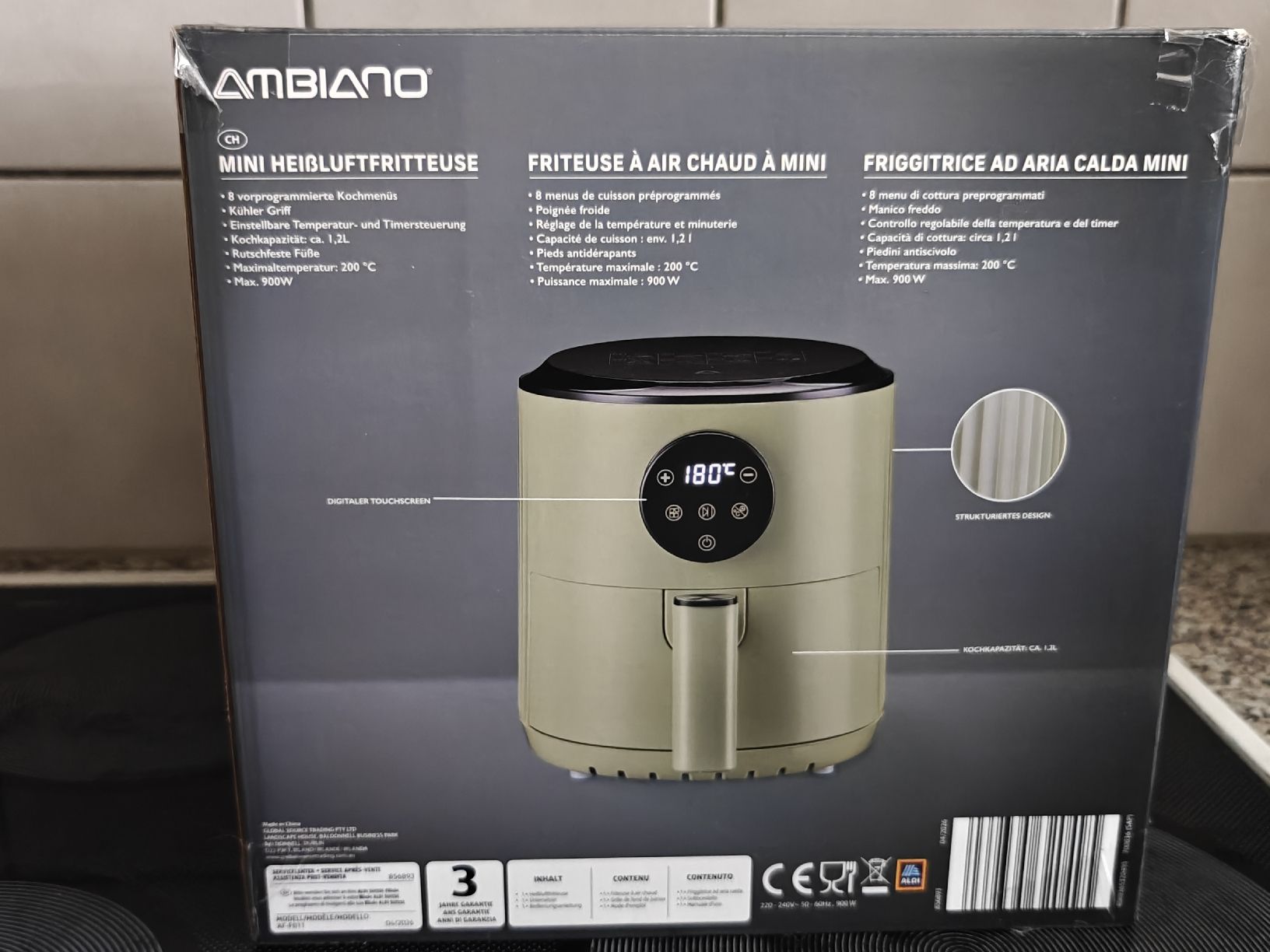 Ambiano Elettrodomestici da cucina: AMBIANO Mini Heissluftfritteuse - 200°C, 1.2L, Touchscreen  – Nuovo e nell'imballaggio originale da Kloten venduto da LadyStrolchi 1