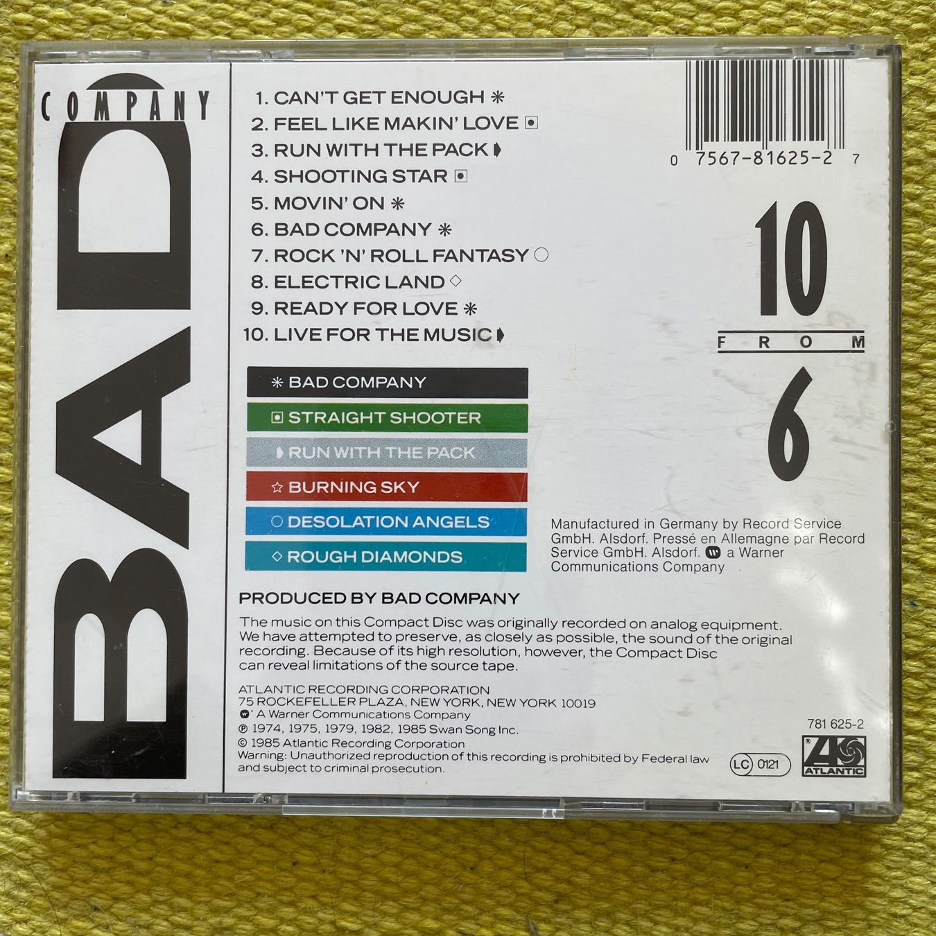 CD: BAD COMPANY-10 FROM 6 – Usato da Rorschacherberg venduto da CD-Roli 1