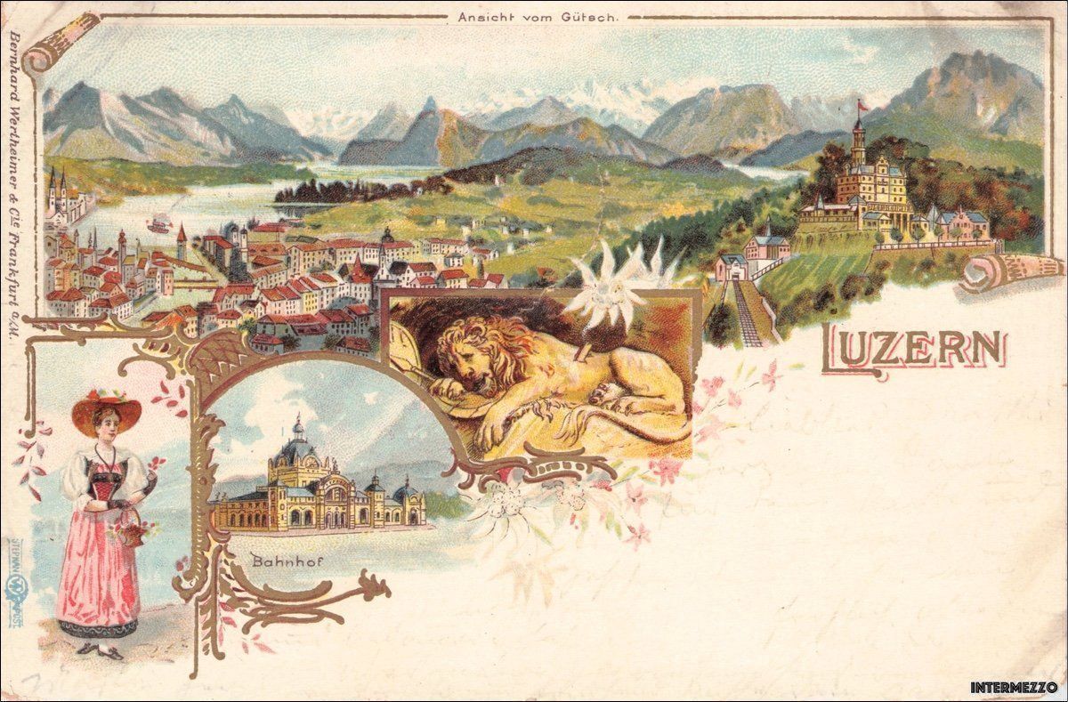 Cartoline postali: Luzern // Litho // 1904 Gütsch – Usato da Basel venduto da intermezzo12