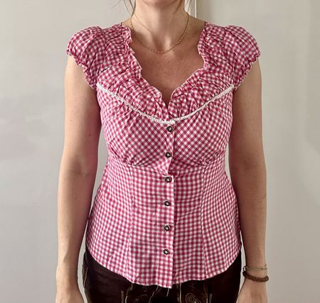 Trachtbluse pink kariert Grösse 36