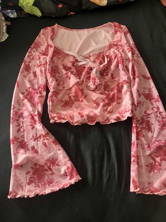 Mesh Top pink Blumenmuster Grösse S neu