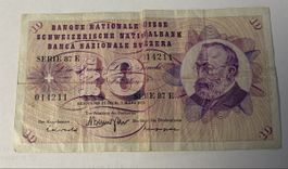 10 Franken Noten Schweizerische Nationalbank 1973