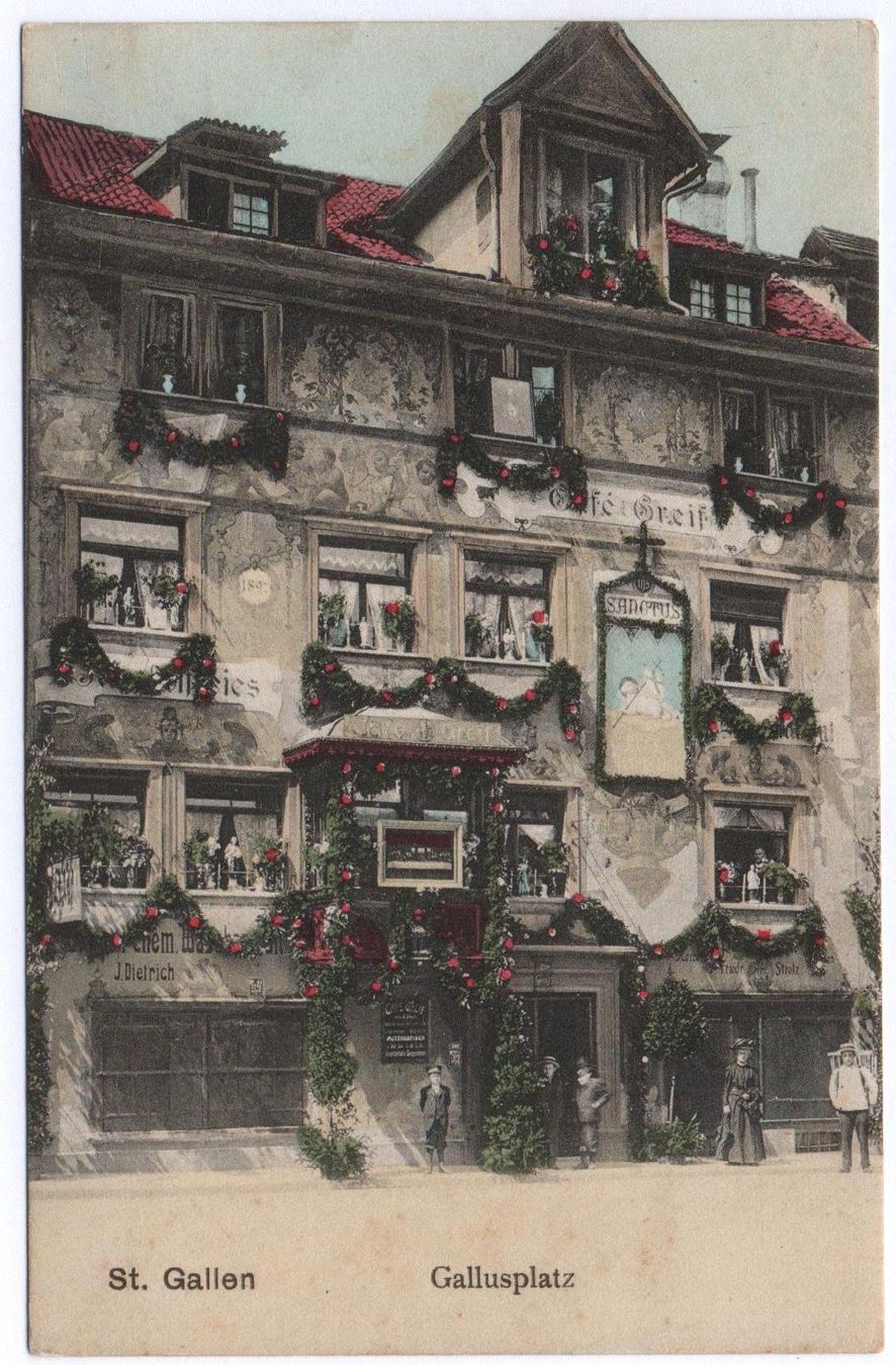 Cartes postales: ST. GALLEN Gallusplatz - Café Greif – Neuf (Voir description) à Jona par philajona