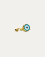Talisman-Ring „Evil Eye“  21 Karat vergoldet Hellblau NEU
