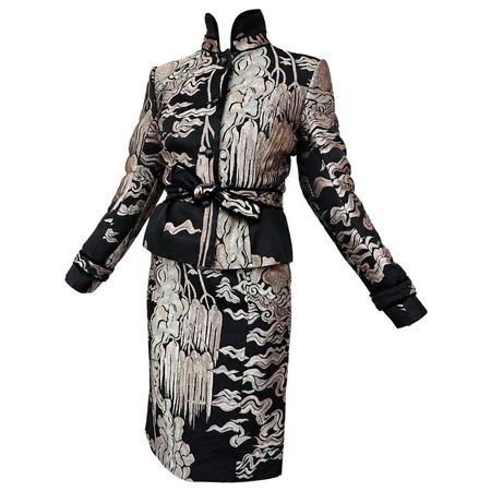 YSL Tom Ford FW2004 Chinoiserie Jacquard Rockanzug