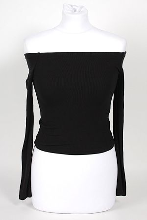 schwarzer Crop Top Pullover