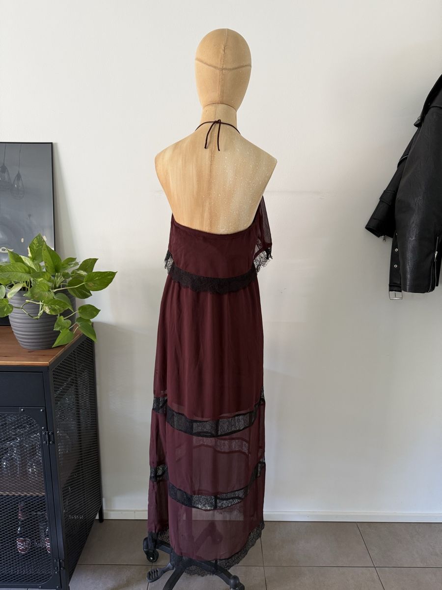 H&M Vestiti: H&M Langes Kleid Bordeaux Spitze elegant Chiffon, Gr. L – Usato da Lugano venduto da rebecca.wardrobe 6