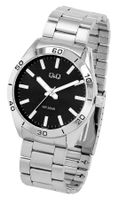 Q&Q by Citizen Herrenuhr Edelstahl Schwarz Silber 5 Bar NEU