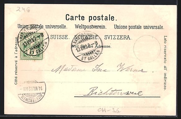 Cartoline postali: Litho Rapperswyl, Bahnhof, Schloss, Aufs – Usato da Berlin venduto da bartko-reher 1