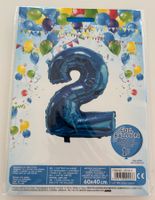Folien Luftballon mit der Zahl 2, blau Metallic- NEU und OVP