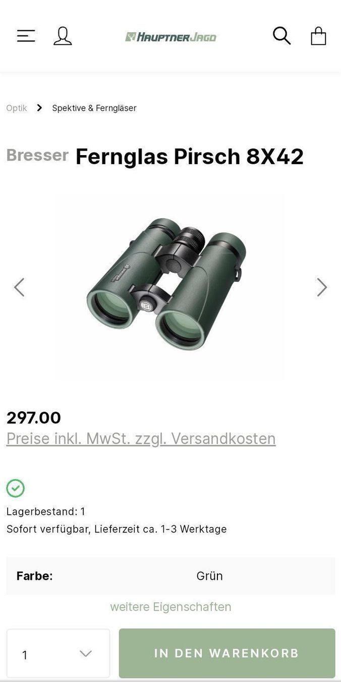 Binocoli: Bresser Fernglas/Feldstecher Pirsch10X42 – Nuovo e nell'imballaggio originale da Suhr venduto da sjay.Cv 2