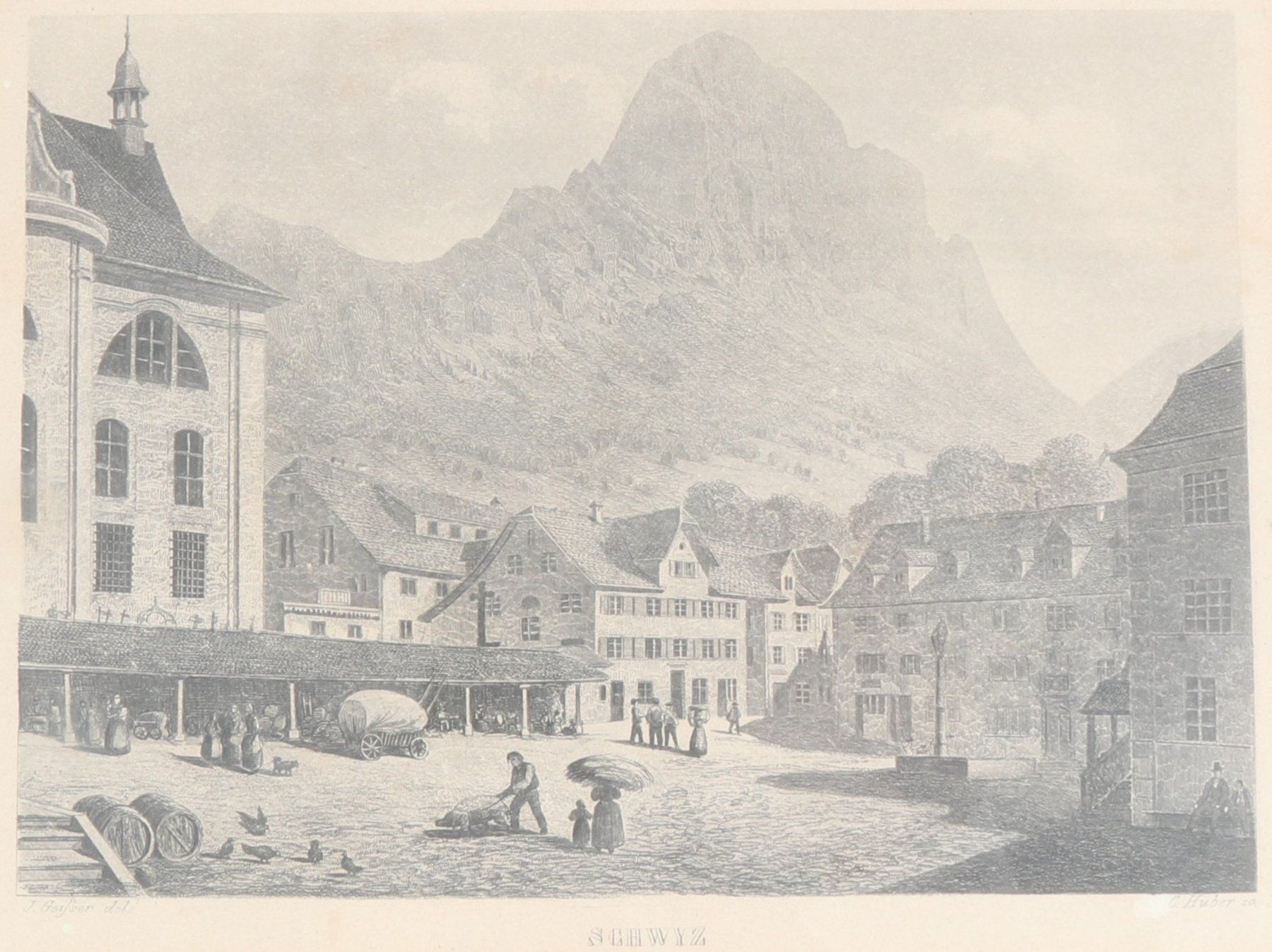 Foto & Immagini: RAHMENBILD Schwyz Hauptplatz – Usato da Steinen venduto da Restwert_Steinen 4