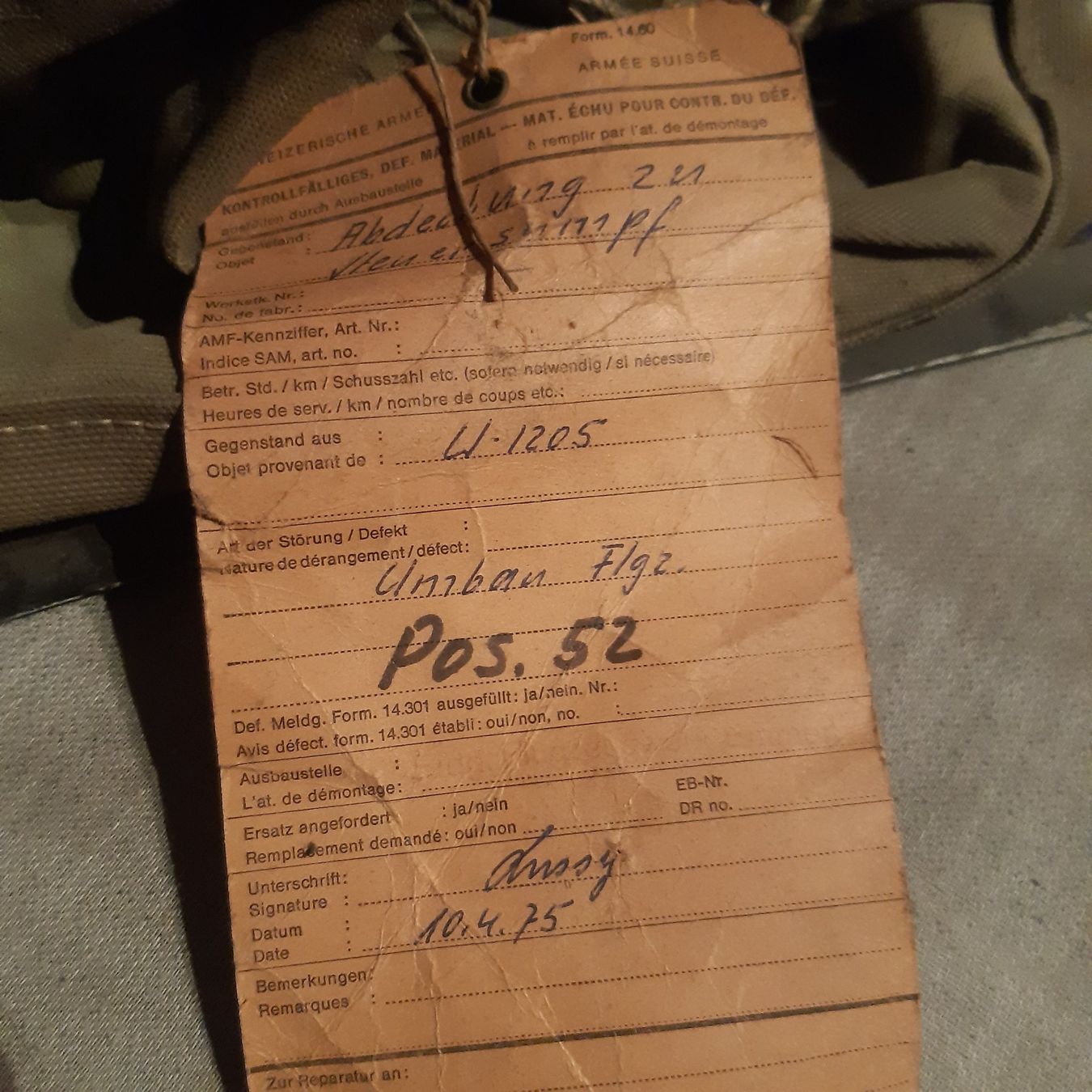 Cartoline postali: DH-115 Vampire U-1205 Steuergriffabdeckung – Usato da Giffers venduto da attila07 3
