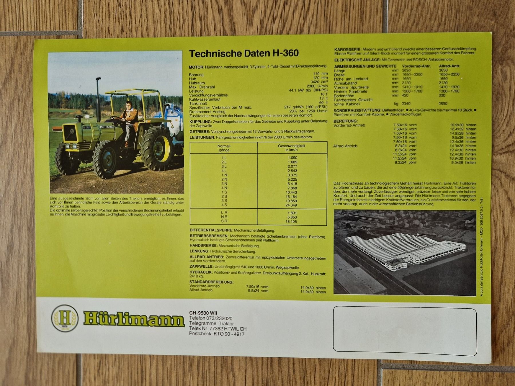 Traktoren: Original Prospekt Hürlimann Traktor H-360 – Gebraucht aus Dürnten von Bachtel84 1