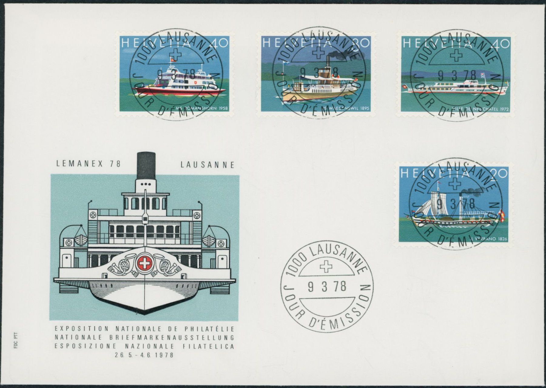 Tutti i francobolli: 1978 - Lemanex - Ersttagsbrief FDC ET - Ersttag Voll Stempel – Usato da Schindellegi venduto da leecollect 1