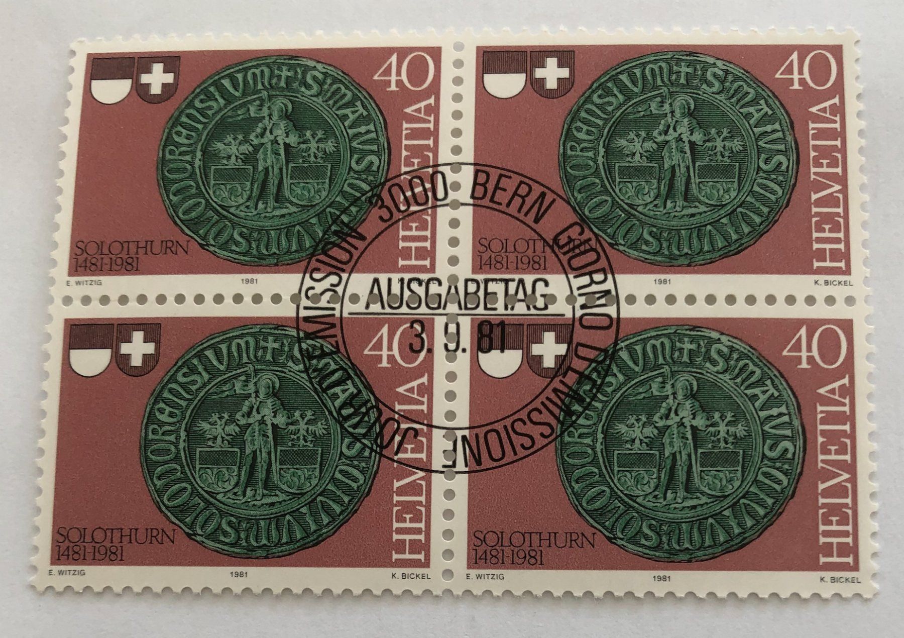 Tutti i francobolli: 4 er Block Nr.661 mit Vollstempel Bern – Usato da Aarau venduto da Billa007