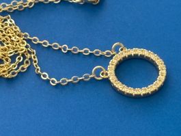 Luxus Elegante Zirkonia Kette Farbe : Gold /  weiss