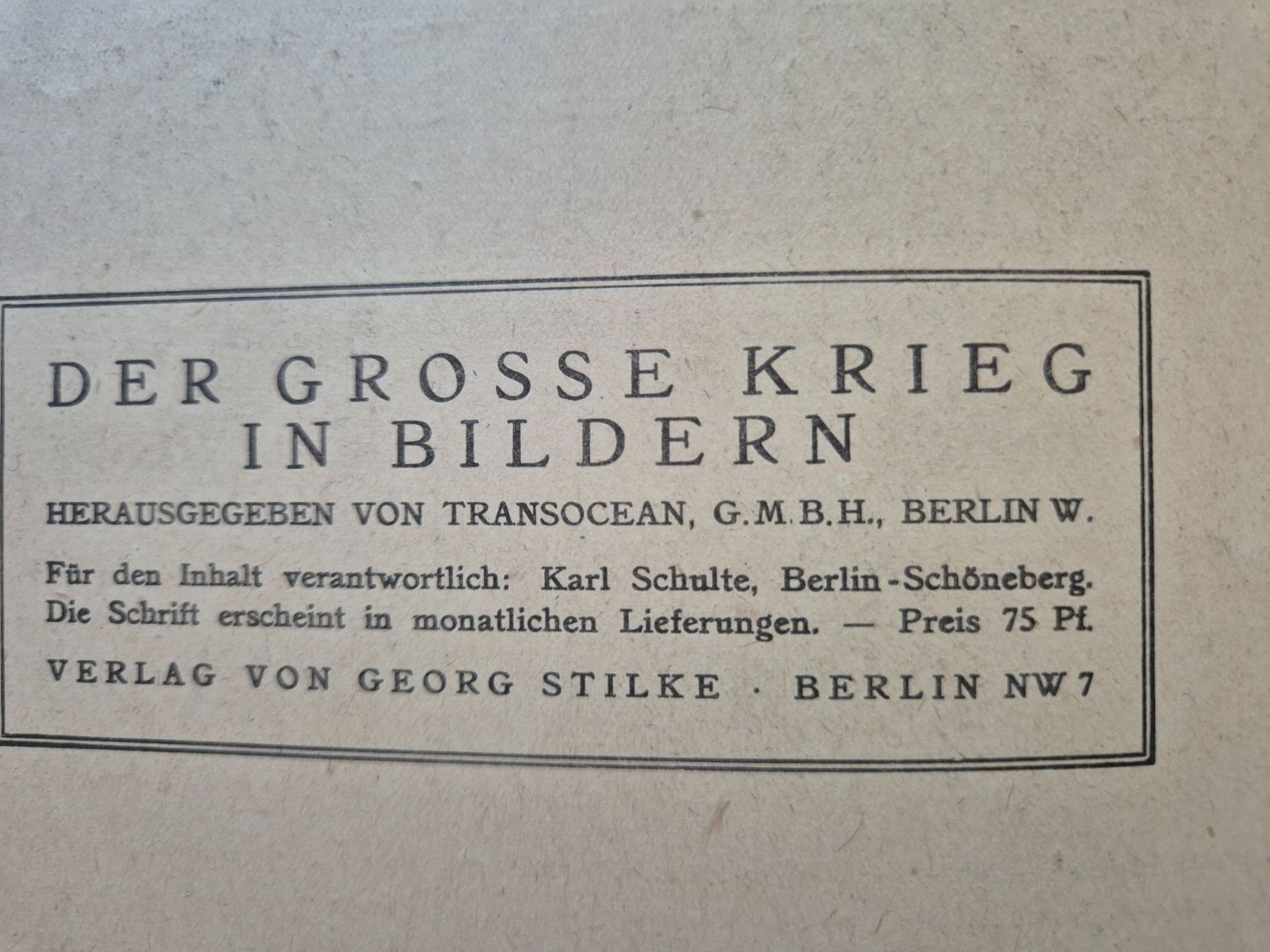 8 Numnern Der grosse Krieg in Bildern 1. Wwektkrieg (Gebraucht) in ...