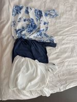 Top donna bianco e blu e a fiori taglia S nuovo