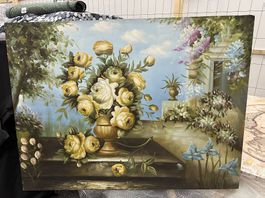 Quadro grande natura morta floreale 91,5 x 122
