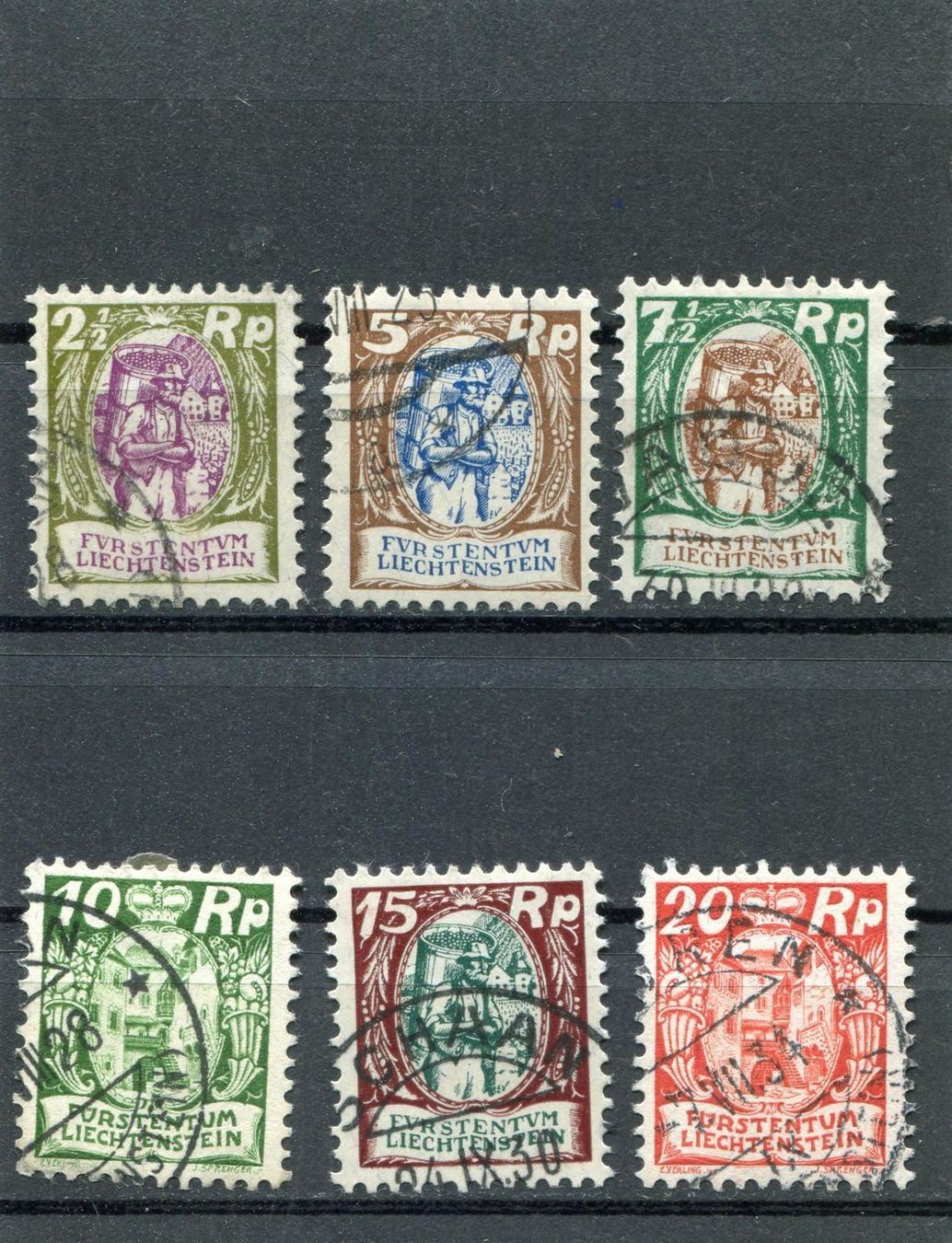 Alle Briefmarken: FL 1924/8 Nr. 64-69 gestempelt – Gebraucht aus Winterthur von Kyoung
